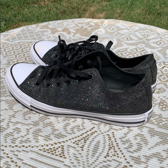 converse all star black glitter low tops